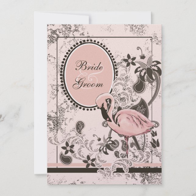 Invitación Boda Flamingo Paradise Beach (Anverso)
