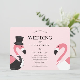 Invitación Boda Flamingo Rosa