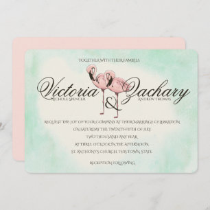 Invitación Boda Flamingo Rosa