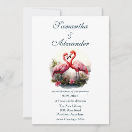 Invitación Boda Flamingos encantador