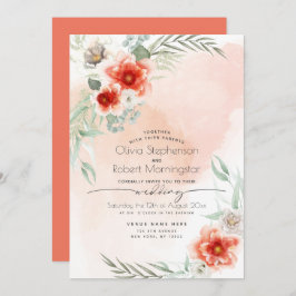 Invitación Boda | Flauta de escarlata acuarela