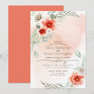 Invitación Boda   Flauta de escarlata acuarela