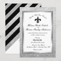 Boda Fleur De Lis Black White Silver Purpurina