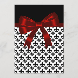 Invitación Boda Fleur De Lis Negra y Roja