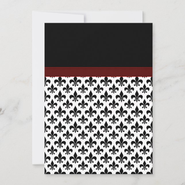 Invitación Boda Fleur De Lis Rojo Negro (Anverso)