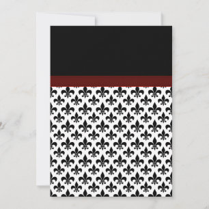 Invitación Boda Fleur De Lis Rojo Negro