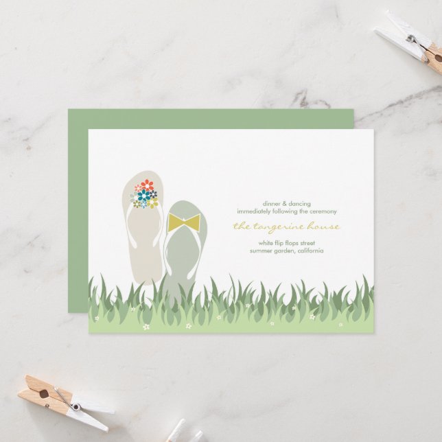 Invitación Boda Flip Flops Flip Flops de jardín de verano (Anverso/Reverso In Situ)