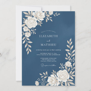 Invitación Boda Flor Blanca de Acero