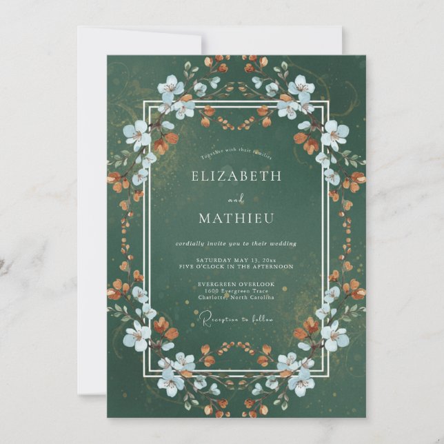 Invitación Boda Flor Blanca del Bosque (Anverso)