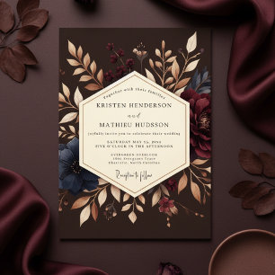 Invitación Boda Flor Burgundy Terrosa