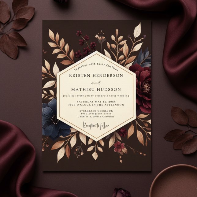 Invitación Boda Flor Burgundy Terrosa (Subido por el creador)