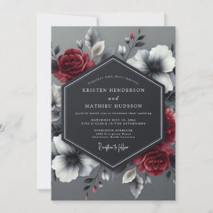 Invitación Boda Flor Carmesí Carboncillo