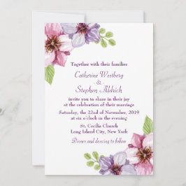 Invitación Boda Flor color morado floral