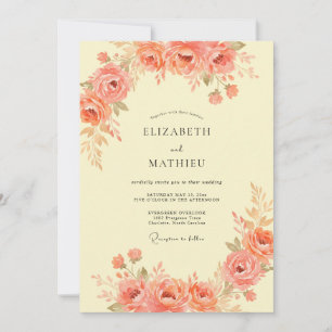 Invitación Boda Flor Coral con Pinceladas