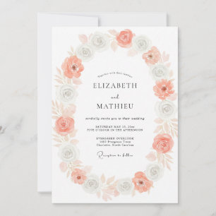 Invitación Boda Flor Coral Plata
