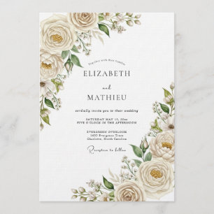 Invitación Boda Flor Crema Etérea