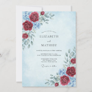 Invitación Boda Flor Crimson Azure