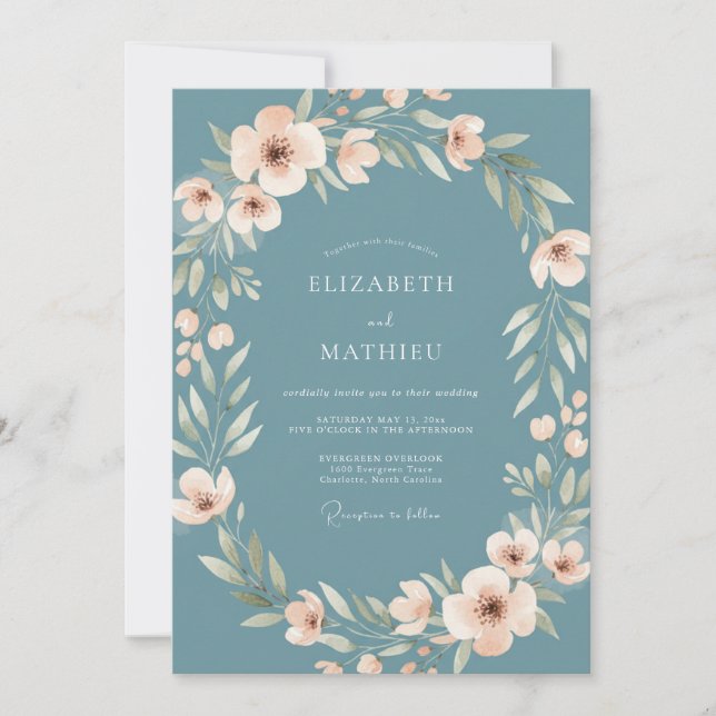 Invitación Boda Flor de Acero Rosado (Anverso)