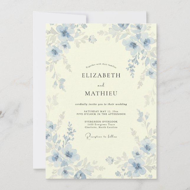 Invitación Boda Flor de Aciano (Anverso)