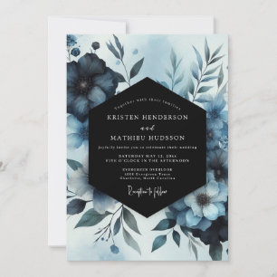 Invitación Boda Flor de Acuarela Índigo