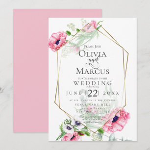 Invitación BODA Flor de adormidera rosa primavera