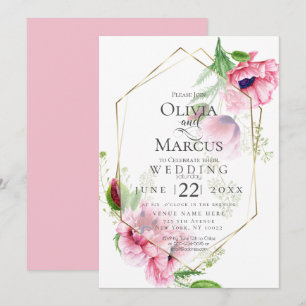 Invitación BODA Flor de adormidera rosa primavera