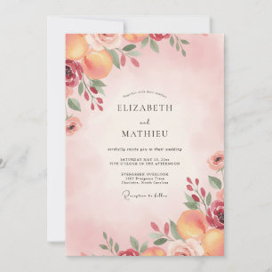 Invitación Boda Flor de Albaricoque Carmesí