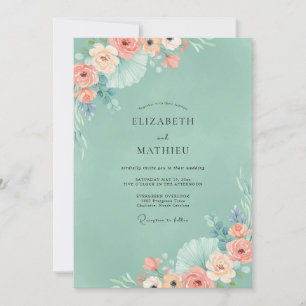 Invitación Boda Flor de Albaricoque Espuma de Mar