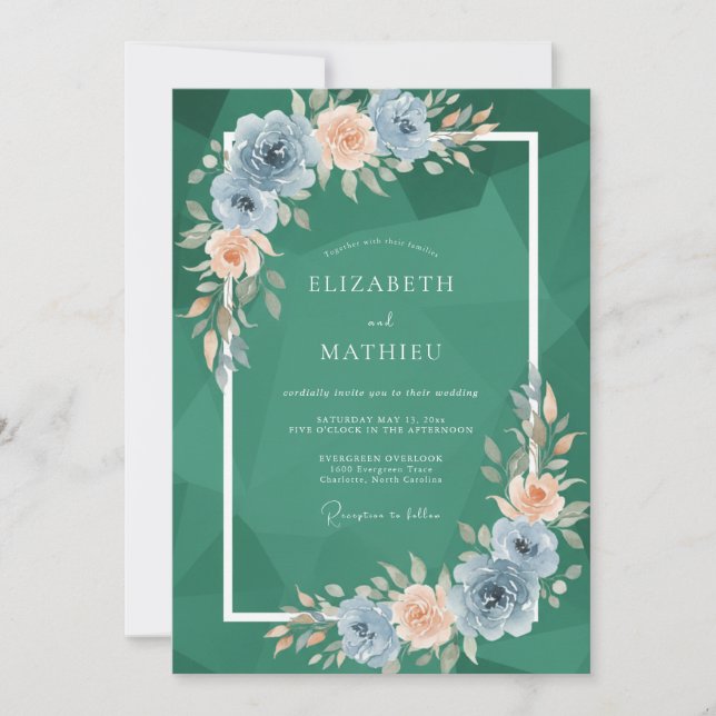 Invitación Boda Flor de Albaricoque Jade (Anverso)
