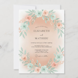 Invitación Boda Flor de Albaricoque Menta