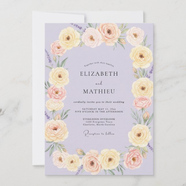 Invitación Boda Flor de Albaricoque Periwinkle (Anverso)