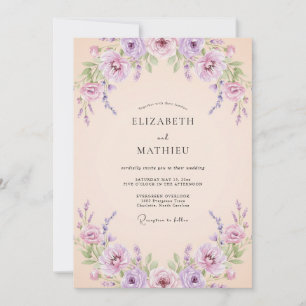 Invitación Boda Flor de Albaricoque Violeta