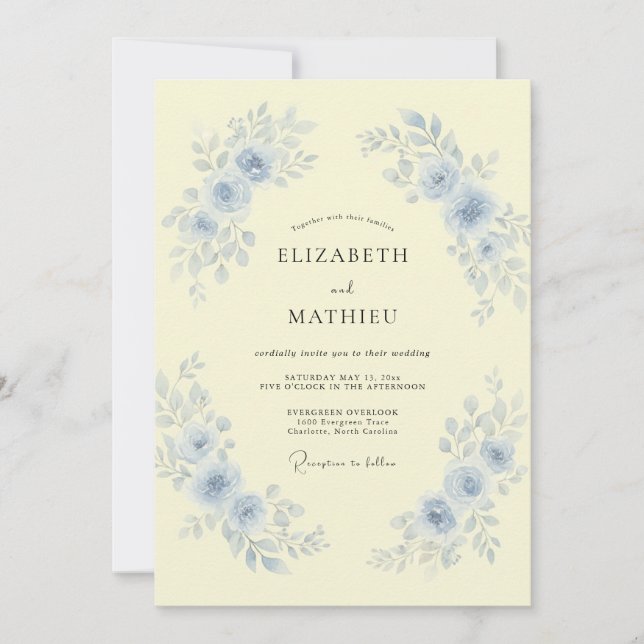 Invitación Boda Flor de Amarillo Centaurea (Anverso)