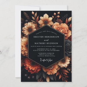 Invitación Boda Flor de Amber Carbón