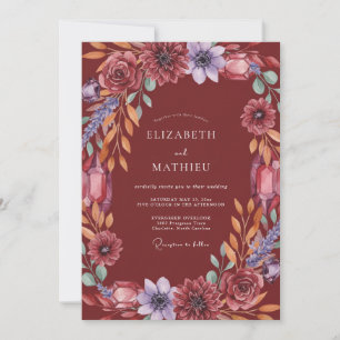 Invitación Boda Flor de Améthyst Merlot