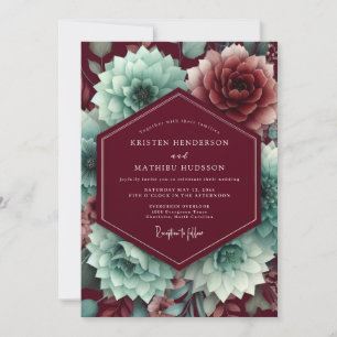 Invitación Boda Flor de Aquamarina Claret