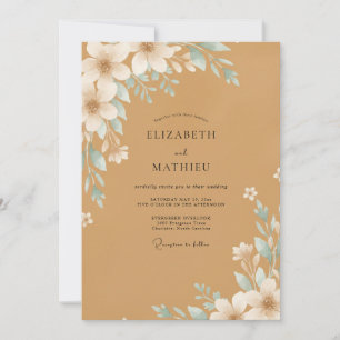Invitación Boda Flor de Aquamarina Ocre