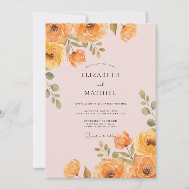 Invitación Boda Flor de Azahar Ámbar (Anverso)
