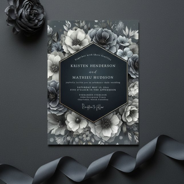 Invitación Boda Flor de Azul Pizarra (Subido por el creador)