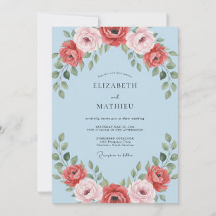 Invitación Boda Flor de Azure Carmesí