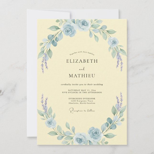 Invitación Boda Flor de Azure Mantequilla (Anverso)