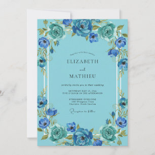 Invitación Boda Flor de Azure Teal