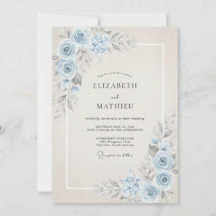 Invitación Boda Flor de Azurea en Polvo