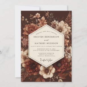 Invitación Boda Flor de Barroco Carmesí