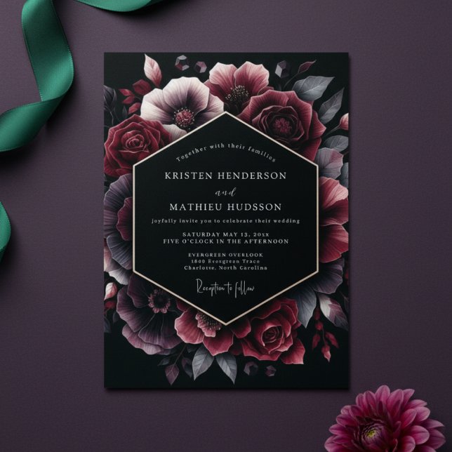 Invitación Boda Flor de Borgoña (Subido por el creador)