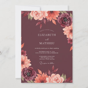 Invitación Boda Flor de Borgoña Pintada