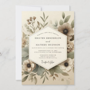 Invitación Boda Flor de Bosque Taupe