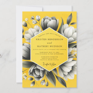 Invitación Boda Flor de Carbón Amarillo