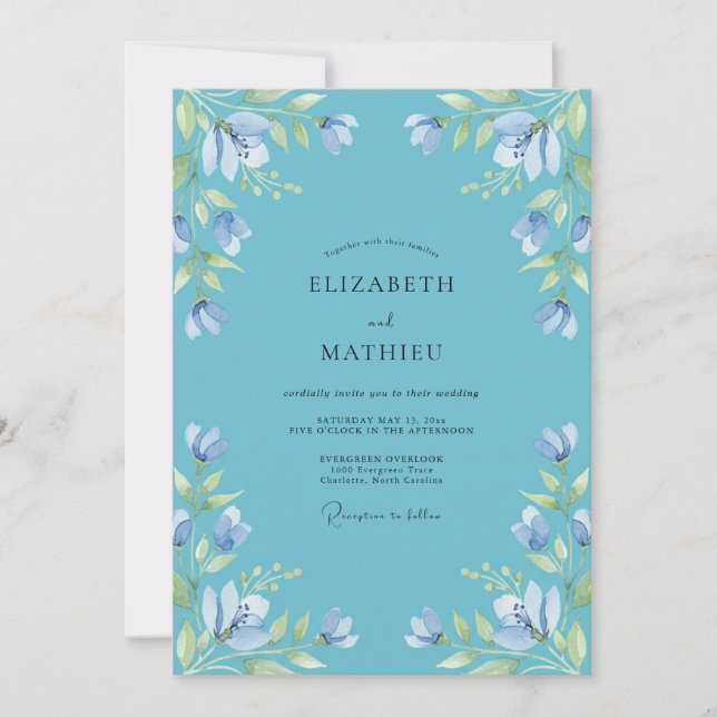 Invitación Boda Flor de Cérulo (Anverso)