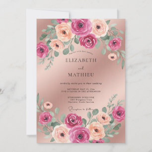 Invitación Boda Flor de Champagne Magenta